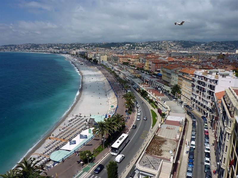 Promenade des Anglais din Nisa, vazuta de sus